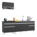 Armário de Cozinha Compacta 220cm Veneza Multimóveis V2074 Preto/Branco