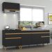 Armário de Cozinha Compacta 220cm Veneza Multimóveis V2074 Preto/Dourado