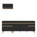 Armário de Cozinha Compacta 220cm Veneza Multimóveis V2074 Preto/Dourado