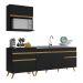 Armário de Cozinha Compacta 220cm Veneza Multimóveis V2075 Preto/Dourado