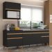 Armário de Cozinha Compacta 220cm Veneza Multimóveis V2075 Preto/Dourado