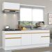 Armário de Cozinha Compacta 220cm com Rodapé Veneza Multimóveis V2109 Branco/Dourado