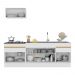Armário de Cozinha Compacta 220cm com Rodapé Veneza Multimóveis V2109 Branco/Dourado