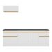 Armário de Cozinha Compacta 220cm com Rodapé Veneza Multimóveis V2109 Branco/Dourado