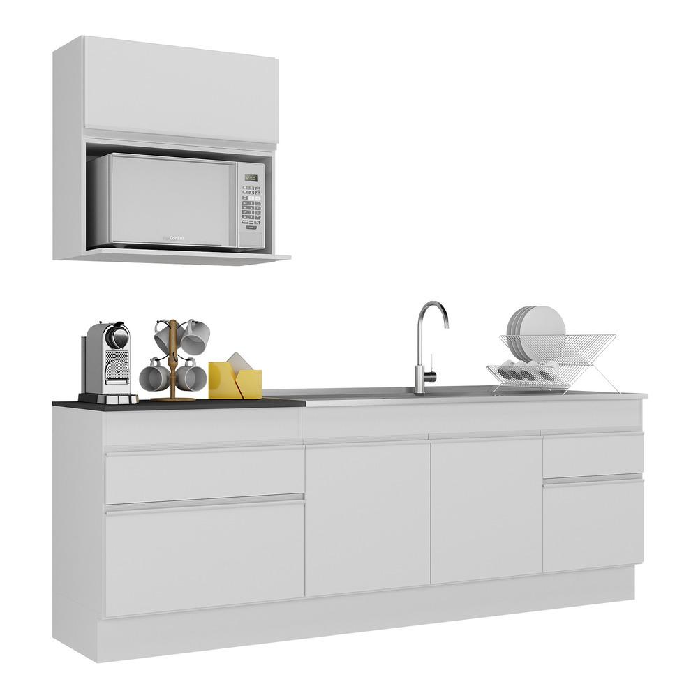 Armário de Cozinha Compacta 220cm com Rodapé Veneza Multimóveis V2110 Branco