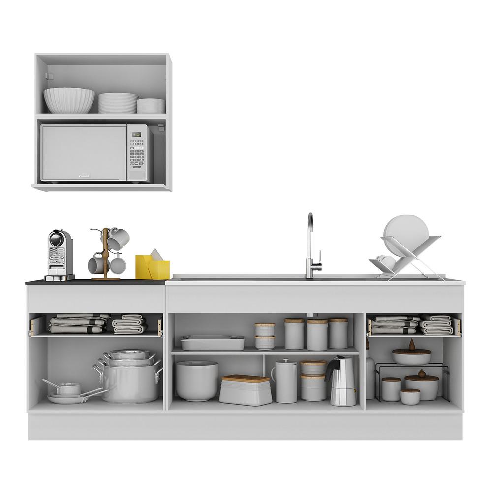 Armário de Cozinha Compacta 220cm com Rodapé Veneza Multimóveis V2110 Branco