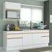Armário de Cozinha Compacta 220cm com Rodapé Veneza Multimóveis V2110 Branco/Dourado