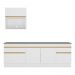 Armário de Cozinha Compacta 220cm com Rodapé Veneza Multimóveis V2110 Branco/Dourado