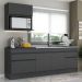 Armário de Cozinha Compacta 220cm com Rodapé Veneza Multimóveis V2110 Preto