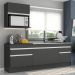 Armário de Cozinha Compacta 220cm com Rodapé Veneza Multimóveis V2110 Preto/Branco