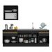 Armário de Cozinha Compacta 220cm com Rodapé Veneza Multimóveis V2110 Preto/Dourado