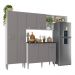 Armário de Cozinha Compacta 228cm com Balcão Multimóveis MP2933 Branco/Lacca Fumê