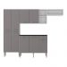 Armário de Cozinha Compacta 228cm com Balcão Multimóveis MP2933 Branco/Lacca Fumê