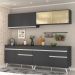Armário de Cozinha Compacta 240cm Veneza Multimóveis V3696 Preto/Branco