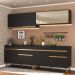 Armário de Cozinha Compacta 240cm Veneza Multimóveis V3696 Preto/Dourado