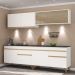 Armário de Cozinha Compacta 240cm com Leds Veneza Up Multimóveis V2021 Branco/Dourado
