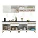 Armário de Cozinha Compacta 240cm com Leds Veneza Up Multimóveis V2021 Branco/Dourado
