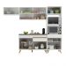 Armário de Cozinha Compacta 252cm Veneza Multimóveis V3690 Branco/Dourado
