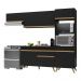 Armário de Cozinha Compacta 252cm Veneza Multimóveis V3690 Preto/Dourado