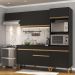 Armário de Cozinha Compacta 252cm Veneza Multimóveis V3690 Preto/Dourado