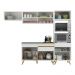 Armário de Cozinha Compacta 252cm Veneza Multimóveis V3691 Branco/Dourado