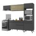 Armário de Cozinha Compacta 252cm Veneza Multimóveis V3691 Preto
