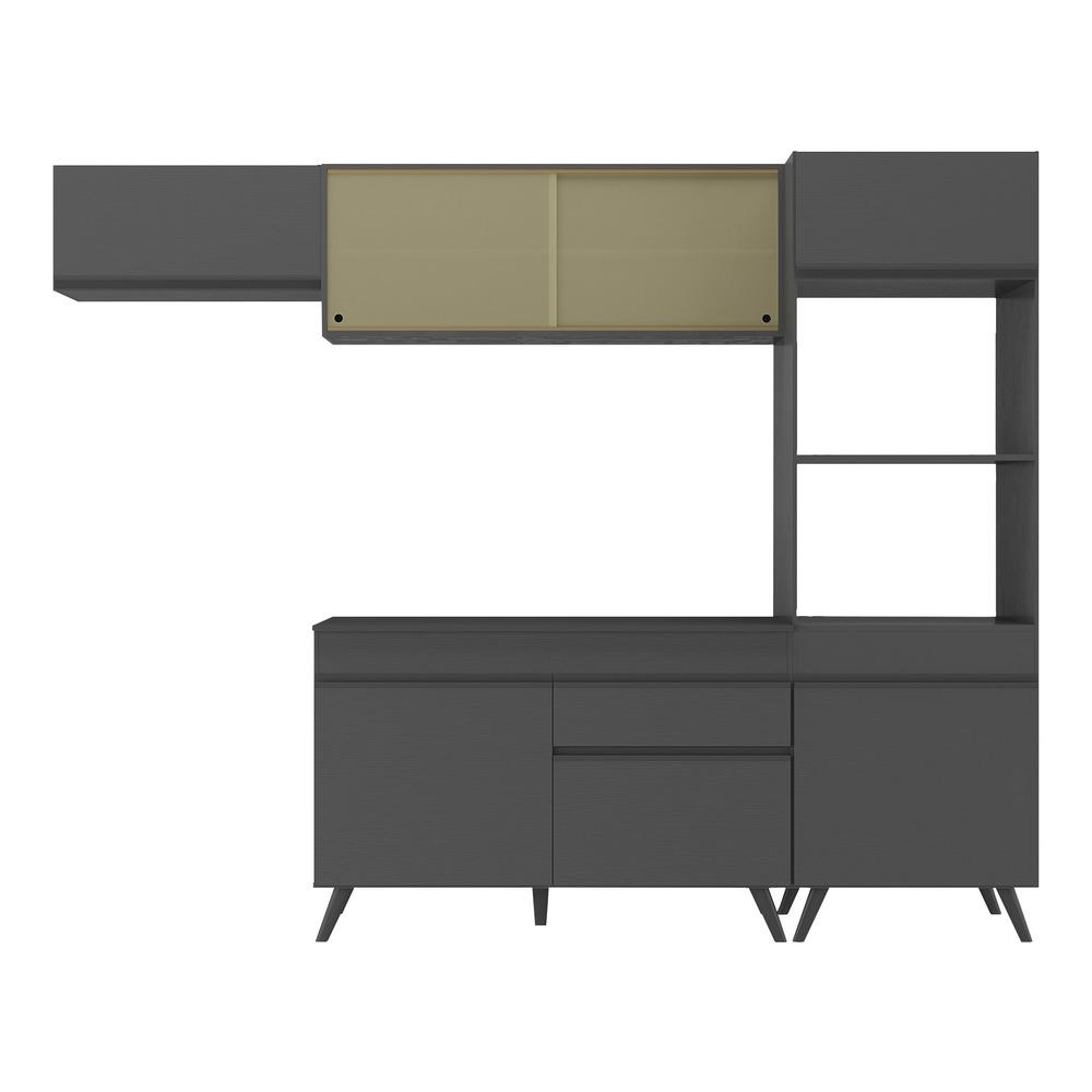 Armário de Cozinha Compacta 252cm Veneza Multimóveis V3691 Preto