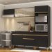 Armário de Cozinha Compacta 252cm Veneza Multimóveis V3691 Preto/Dourado