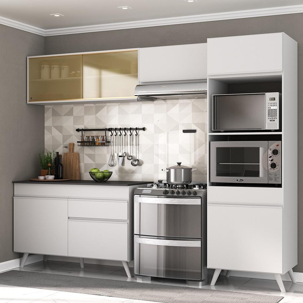 Armário de Cozinha Compacta 252cm Veneza Multimóveis V3692 Branco