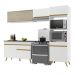 Armário de Cozinha Compacta 252cm Veneza Multimóveis V3692 Branco/Dourado