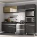 Armário de Cozinha Compacta 252cm Veneza Multimóveis V3692 Preto/Branco