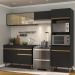 Armário de Cozinha Compacta 252cm Veneza Multimóveis V3692 Preto/Dourado