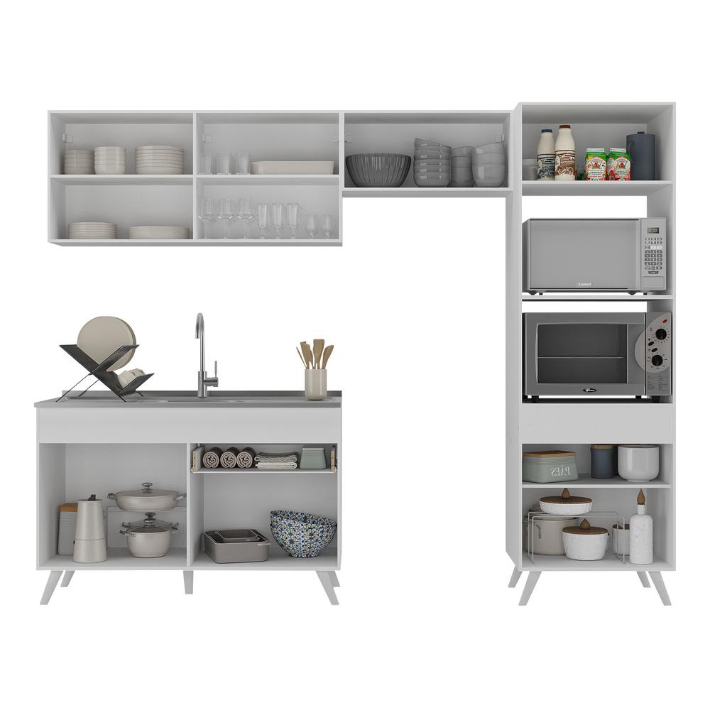 Armário de Cozinha Compacta 252cm Veneza Multimóveis V3693 Branco