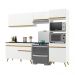 Armário de Cozinha Compacta 252cm Veneza Multimóveis V3693 Branco/Dourado