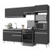 Armário de Cozinha Compacta 252cm Veneza Multimóveis V3693 Preto/Branco