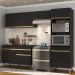 Armário de Cozinha Compacta 252cm Veneza Multimóveis V3693 Preto/Dourado