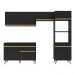 Armário de Cozinha Compacta 252cm Veneza Multimóveis V3693 Preto/Dourado