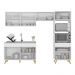 Armário de Cozinha Compacta 252cm Veneza Multimóveis V3749 Branco/Dourado