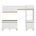 Armário de Cozinha Compacta 252cm Veneza Multimóveis V3749 Branco/Dourado