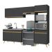 Armário de Cozinha Compacta 252cm Veneza Multimóveis V3749 Preto/Dourado