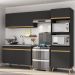 Armário de Cozinha Compacta 252cm Veneza Multimóveis V3749 Preto/Dourado