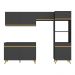 Armário de Cozinha Compacta 252cm Veneza Multimóveis V3749 Preto/Dourado