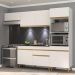 Armário de Cozinha Compacta 252cm com Leds Veneza Up Multimóveis V2015 Branco/Dourado