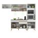 Armário de Cozinha Compacta 252cm com Leds Veneza Up Multimóveis V2015 Branco/Dourado