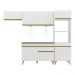 Armário de Cozinha Compacta 252cm com Leds Veneza Up Multimóveis V2015 Branco/Dourado