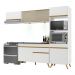 Armário de Cozinha Compacta 252cm com Leds Veneza Up Multimóveis V2016 Branco/Dourado
