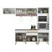 Armário de Cozinha Compacta 252cm com Leds Veneza Up Multimóveis V2016 Branco/Dourado