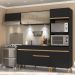 Armário de Cozinha Compacta 252cm com Leds Veneza Up Multimóveis V2016 Preto/Dourado