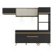 Armário de Cozinha Compacta 252cm com Leds Veneza Up Multimóveis V2016 Preto/Dourado