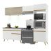 Armário de Cozinha Compacta 252cm com Leds Veneza Up Multimóveis V2017 Branco/Dourado